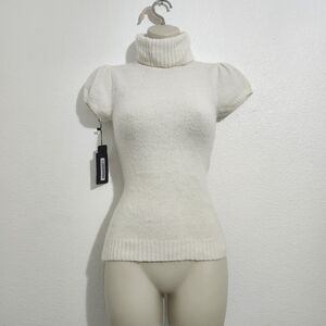 NEW White Puff Sleeve Turtleneck Sweater